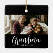 Oma Opgericht Zwart Wit Script Foto Keramisch Ornament (Achterkant)