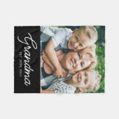 Oma Opgericht Zwarte Moderne Script Foto Fleece Deken (Voorkant (Horizontaal))