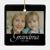 Oma Opgerichte Foto Cadeau Keramisch Ornament (Achterkant)