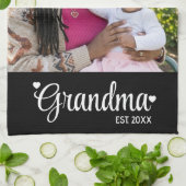 Oma Opgerichte Script Foto Oma Cadeau Theedoek (Gevouwen)