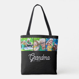Oma Opgerichte Script Zwart 3 Foto Boodschappentas Tote Bag