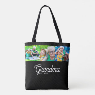 Oma Opgerichte Script Zwart 3 Foto Boodschappentas Tote Bag