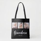 Oma Opgerichte Script Zwart 3 Foto Tote Bag (Voorkant)
