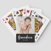 Oma Opgerichte Script Zwarte Foto Pokerkaarten (Achterkant)