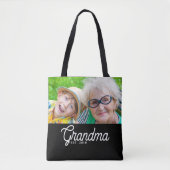 Oma Opgerichte Script Zwarte Foto Tote Bag (Voorkant)