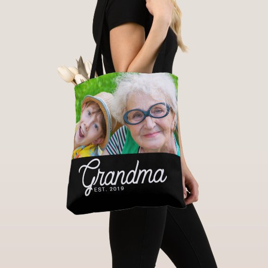 Oma Opgerichte Script Zwarte Foto Tote Bag (Dichtbij)