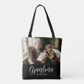 Oma Opgerichte Script Zwarte Foto Tote Bag (Achterkant)
