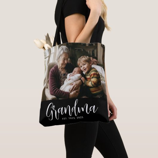 Oma Opgerichte Script Zwarte Foto Tote Bag (Dichtbij)