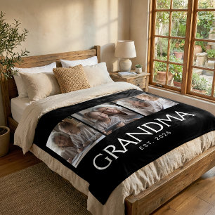 Oma Opgerichte Typografie Zwart 3 Foto Fleece Deken