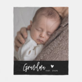Oma Oprichting Zwarte Moderne Script Foto Fleece Deken (Voorkant)