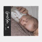 Oma Oprichting Zwarte Moderne Script Foto Fleece Deken (Voorkant (Horizontaal))