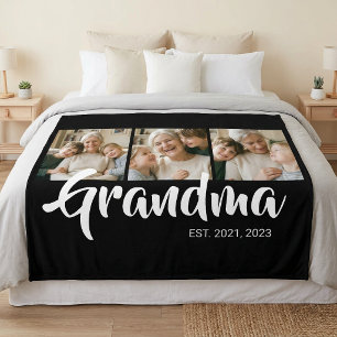 Oma Oprichtte Elegante Schrift Zwarte 3 Foto Fleece Deken