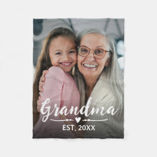 Oma Oprichtte Witte Script Foto Fleece Deken