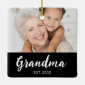 Oma Oprichtte Zwart Wit Script Foto Keramisch Ornament (Achterkant)