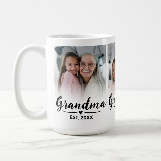 Oma Oprichtte Zwarte Cute Script 3 Foto Koffiemok (Links)