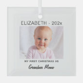 Oma/pa 1e Kerstmis, Baby Foto Keepsake Glas Ornament (Voorkant)