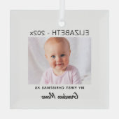 Oma/pa 1e Kerstmis, Baby Foto Keepsake Glas Ornament (Achterkant)