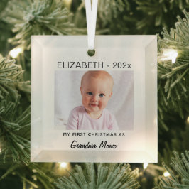 Oma/pa 1e Kerstmis, Baby Foto Keepsake Glas Ornament