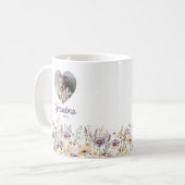 Oma Paarse Waterverf Wildflowers & Fotocadeau Koffiemok (Voorkant links)