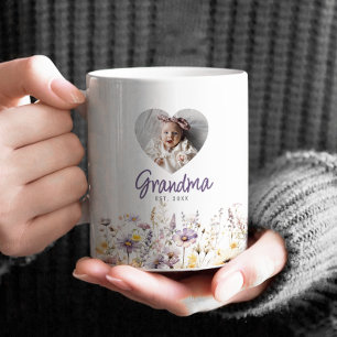 Oma Paarse Waterverf Wildflowers & Fotocadeau Koffiemok