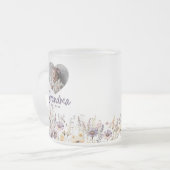 Oma Paarse Waterverf Wildflowers & Fotocadeau Matglas Koffiemok (Voorkant links)