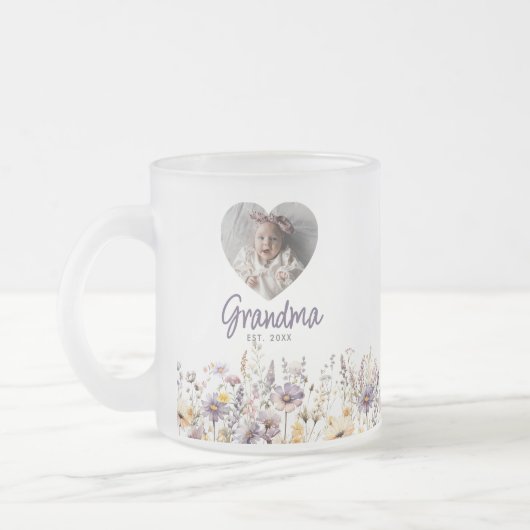Oma Paarse Waterverf Wildflowers & Fotocadeau Matglas Koffiemok (Links)