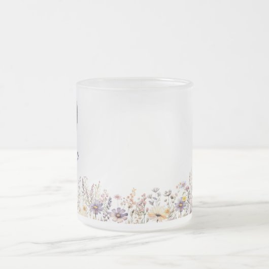 Oma Paarse Waterverf Wildflowers & Fotocadeau Matglas Koffiemok (Center)