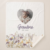 Oma Paarse Waterverf Wildflowers & Fotocadeau Sherpa Deken (Voorkant)