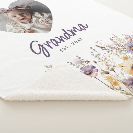 Oma Paarse Waterverf Wildflowers & Fotocadeau Sherpa Deken (3/4)