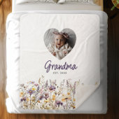 Oma Paarse Waterverf Wildflowers & Fotocadeau Sherpa Deken