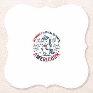 Oma patriottisch Americorn eenhoorn shirt ontwerp_ Kartonnen Onderzetters