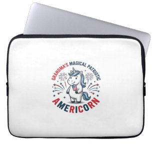 Oma patriottisch Americorn eenhoorn shirt ontwerp_ Laptop Sleeve