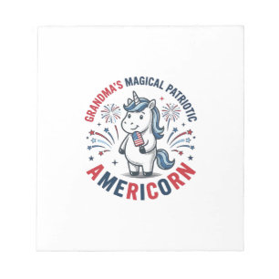 Oma patriottisch Americorn eenhoorn shirt ontwerp_ Notitieblok