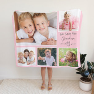 Oma Pink foto Fleece Deken
