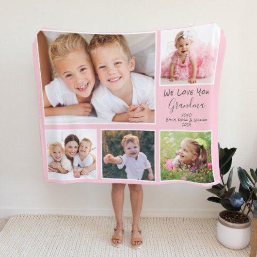Oma Pink foto Fleece Deken