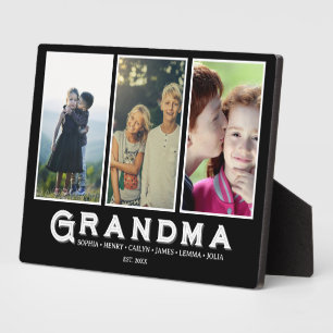 Oma Plaquette – Aangepaste Namen & 3 Foto Collage Fotoplaat