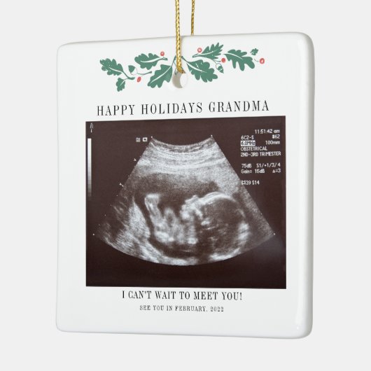 Oma Prettige feestdagen Zwangerschap Ultrasound Fo Keramisch Ornament (Links)