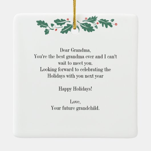 Oma Prettige feestdagen Zwangerschap Ultrasound Fo Keramisch Ornament (Achterkant)