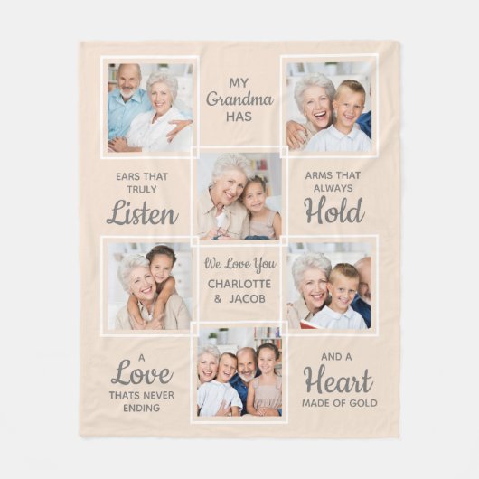 Oma Quote Unieke fotocollage Fleece Deken (Voorkant)
