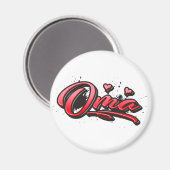 Oma red Heart Graffiti Magnet (Voorkant / Achterkant)