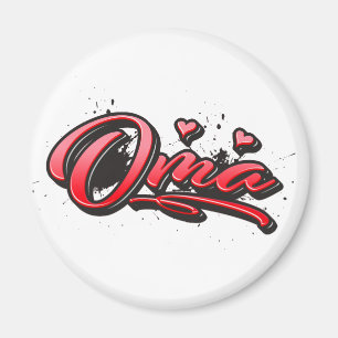 Oma red Heart Graffiti Magnet