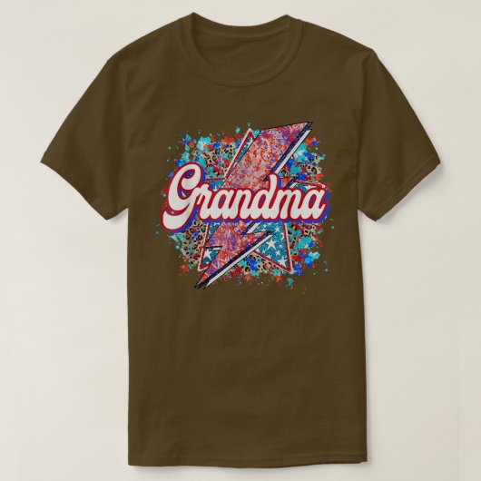 Oma retro America leopard bliksemschicht 4th o T-shirt (Design voorkant)