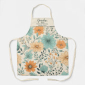 Oma Retro Bloemen Kleinkinderen Namen Schort (Voorkant)