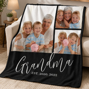 Oma Richtte Moderne Schrift Zwart 3 Foto op Fleece Deken