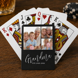 Oma Richtte Moderne Schrift Zwart 3 Foto op Pokerkaarten