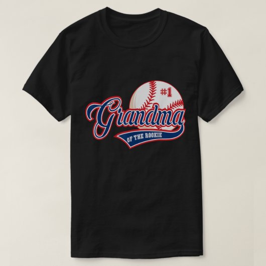 Oma Rookie van jaar 1ste verjaardag Baseball Theme T-shirt (Design voorkant)