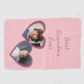 Oma Roze Harten 2 Kleinkinderen Fotocollage Golfhanddoek (Horizontaal)