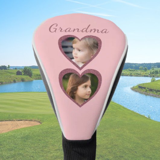 Oma Roze Harten 2 Kleinkinderen Fotocollage Golfheadcover