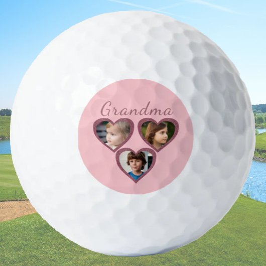 Oma Roze Harten 3 Kleinkinderen Fotocollage Golfballen