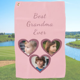 Oma Roze Harten 3 Kleinkinderen Fotocollage Golfhanddoek